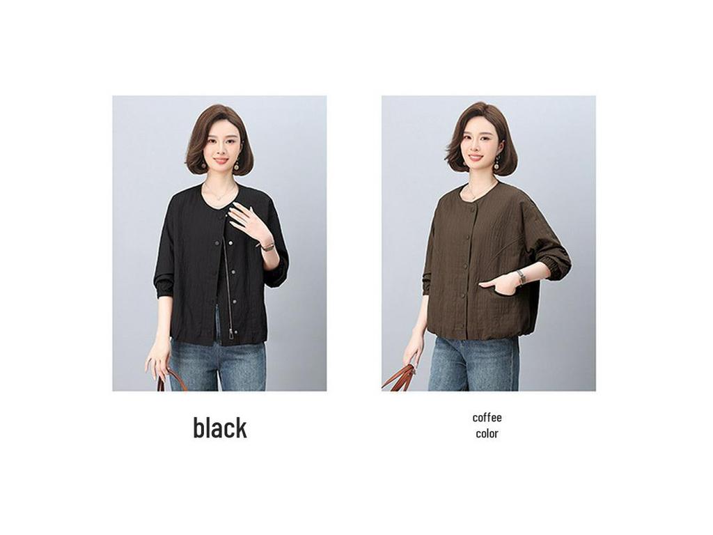 Casual Loose-Fit Jacket for Middle-Aged Women - 2025 Spring/Autumn Fashion Style