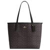 City 33 Logo Plate Magnetic Closure Tote Bag Tote Bag Shopping Bag Handbag Coated Canvas Shoulder Bag Large Size Women's Black with Brown
