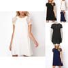 Elegant Summer Girls Lace Applique Sleeve Dress With Solid Color Backless Design