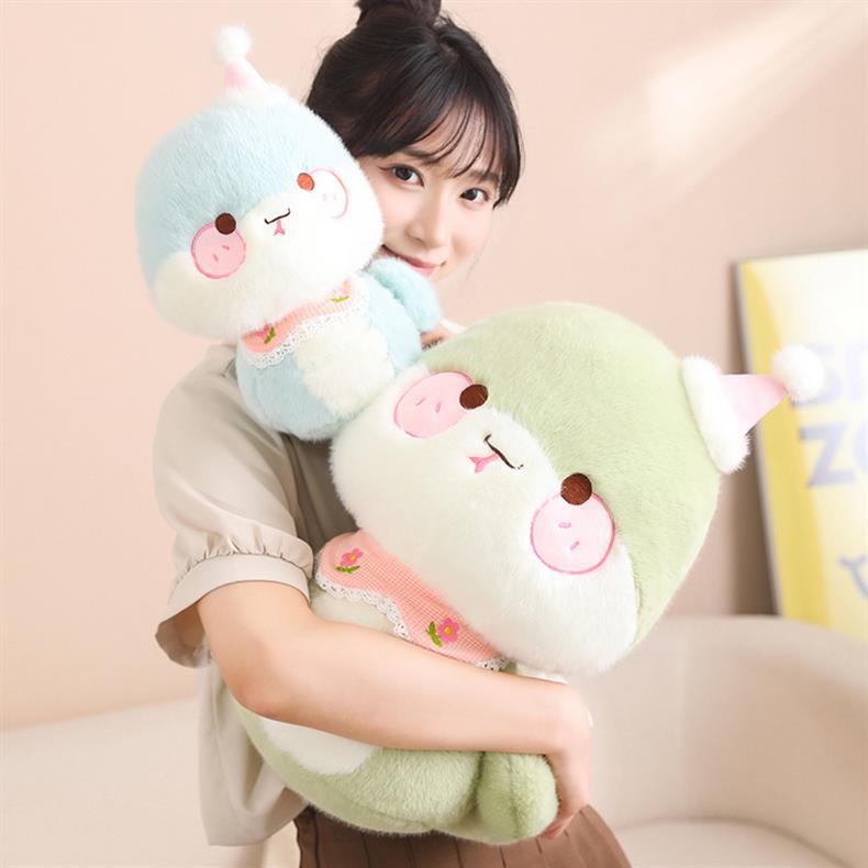 Adorable Zodiac Snake Plush Toy - Light Green & Sky Blue
