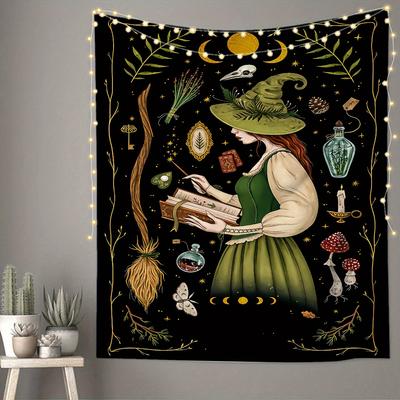 VIKAMA Fantasy Tapestry with Witches and Magic Symbols Is Suitable for Bedroom and Living Room Background Wall Decoration