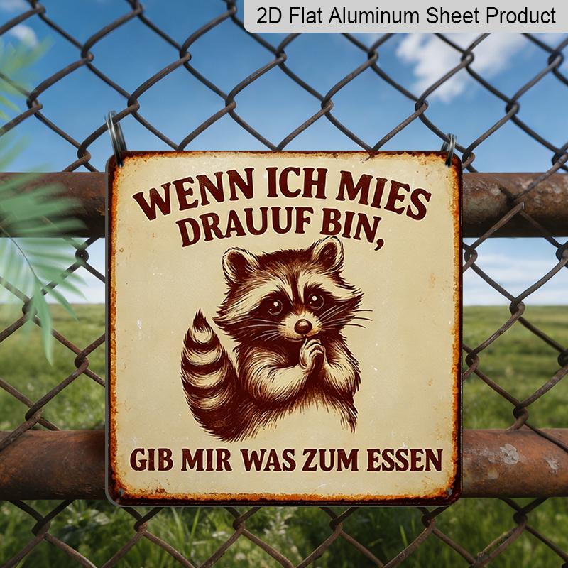 

2D Flat, 1pc Funny Raccoon Metal Sign When I Feel Bad Give Me Food - Retro Outdoor/ Wall Decor Suitable for Living Room, Office, Perfect Gift for 20*20cm