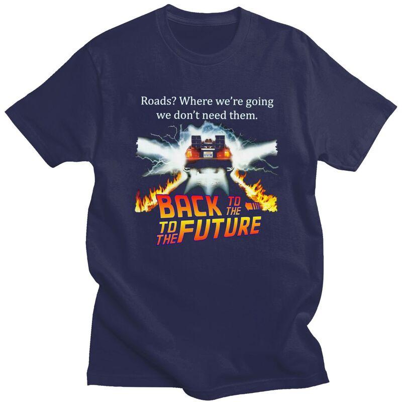 Back To The Future T Shirt for Men Pure Cotton Tshirt Leisure Tees Short Sleeve Scifi Adventure Film Tshirt Slim Fit Clothing