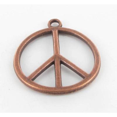 MégaCréa - Metal Charm Large Peace and Love Coppery (10 Pieces)