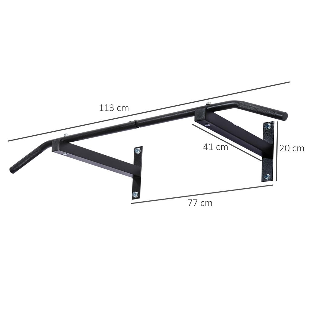 Professional Wall Pull-Up Bar with Steel Structure, 113 x 41 x 20cm, Black