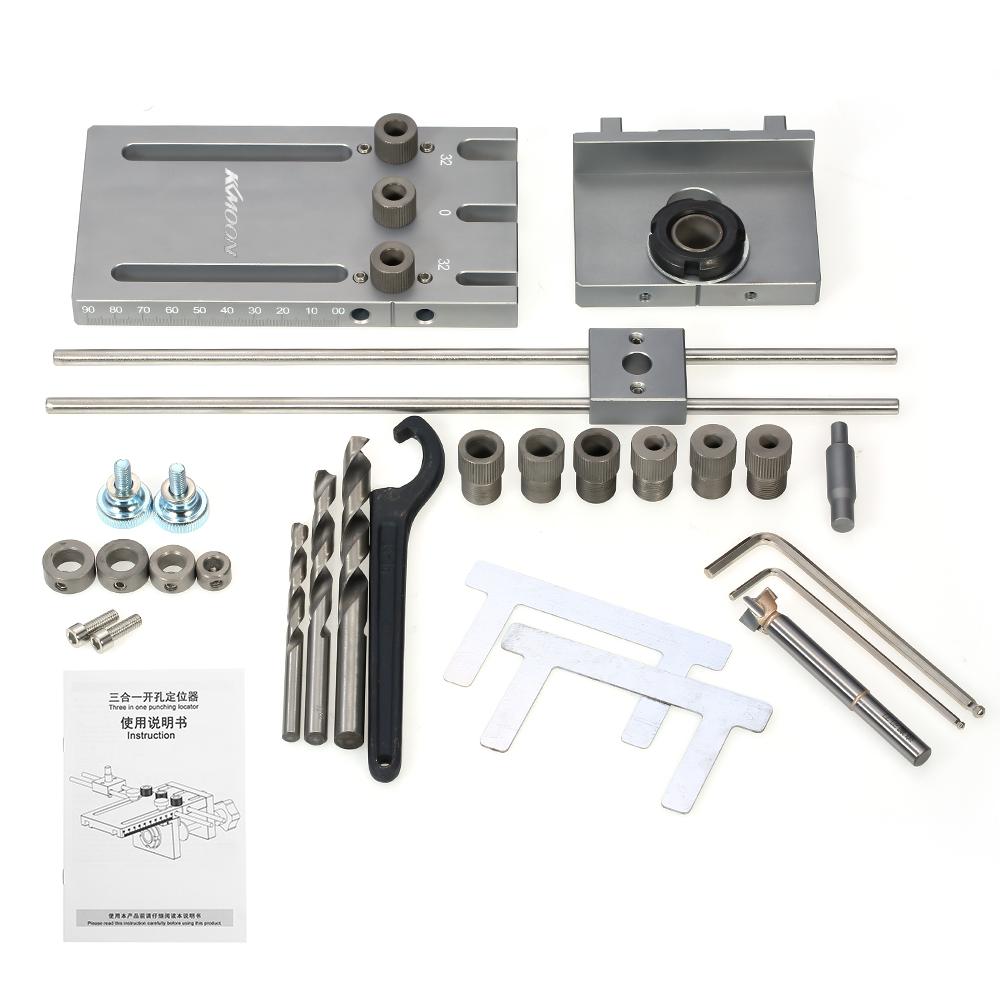 3-in-1 Woodworking Hole Drill Punch Positioner Aluminum Alloy Punching Guide Locator Hole Drill Punch Guide Woodworking
