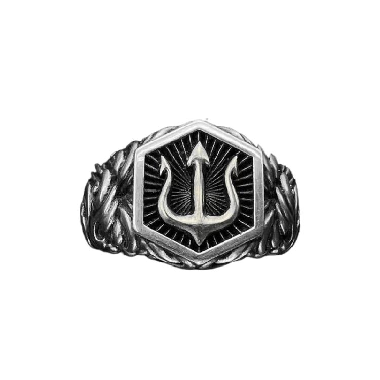 Mythological Tridents Styles Adjustable Rings For Men Alloy Construction Elegant Mens Accessory