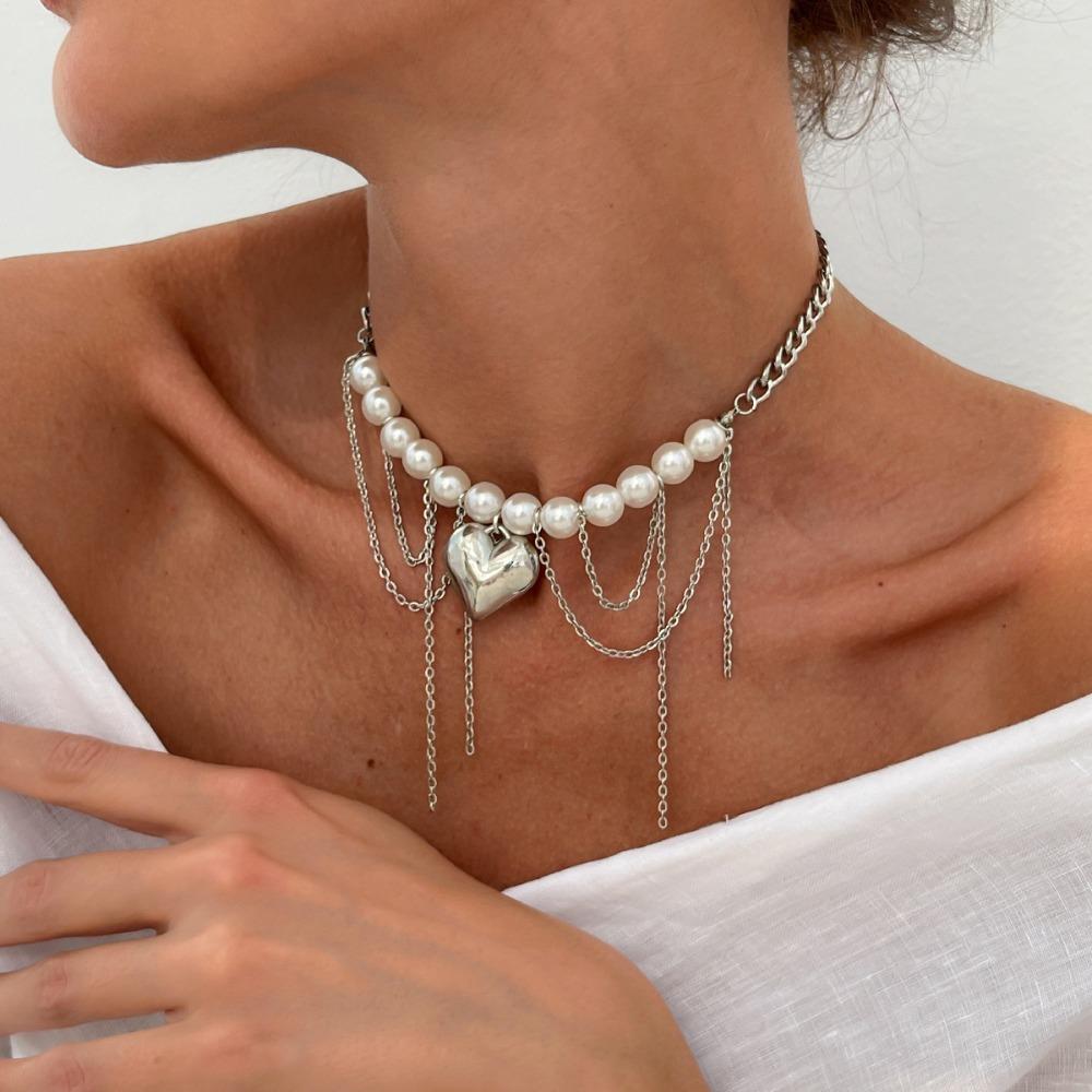 Elegant Irregular Imitation Pearl Beads Necklace for Women Vintage Party Wedding Tassels Choker Fashion Jewelry Accessories Gift