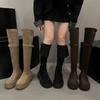 Knee boots Children's boots 2025 new autumn and winter two wear folded small thick-soled elastic high knight boots