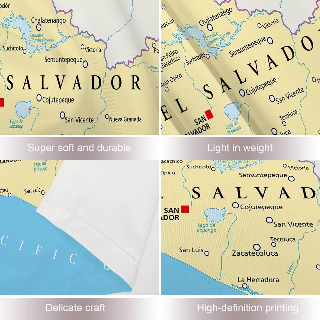 Latijns-Amerika Kaart Wandkleed voor Kinderen Student, El Salvador Belangrijke Steden Rivieren Meren Educatief Wandkleed School