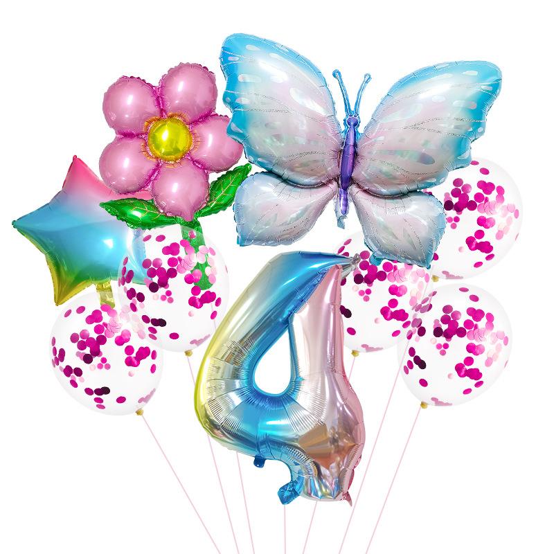 Butterfly Digital Balloon Birthday Party Aluminum Film Balloon Set Party Scene Decoration Props