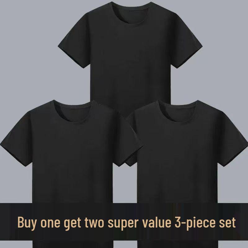 Buy 1 Get 1 Free: Classic White Short Sleeve Round Neck T-Shirt - Perfect for Drawing