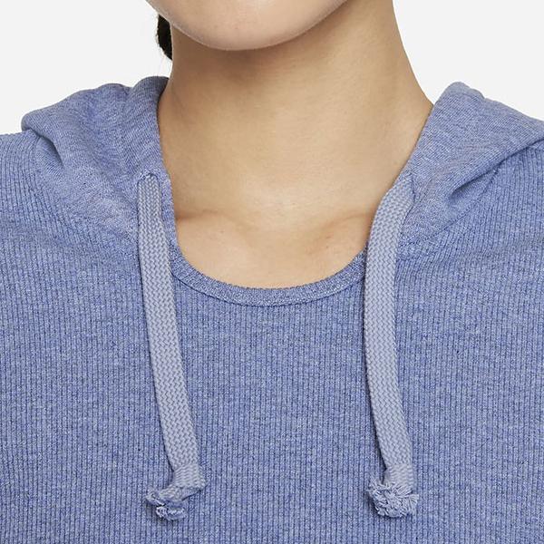 Nike Solid Color Drawstring Cropped Hoodie Women Tops Blue DD4639-493