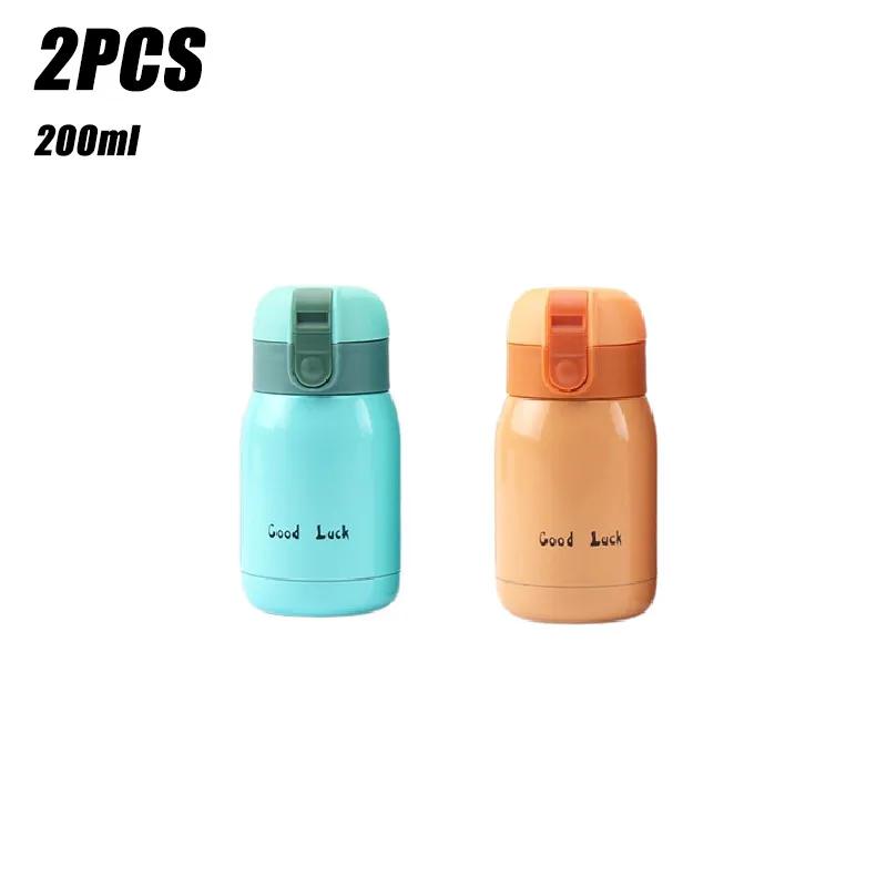 1-2PCS New Design Small Mini Pop-up Lid Portable Double Wall Insulated Stainless Steel Water Bottle For Kids