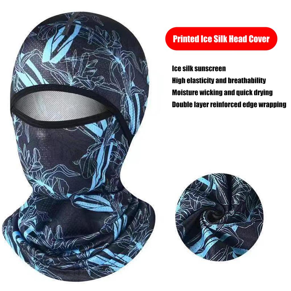 Summer Cool Balaclava Ice Silk Cycling Full Face Cap Sun Anti-UV Protection Sports Face Cover Headwear Bike Motorcycle Men's Hat