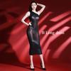 Oil Shiny Stockings Dress Women Seductive Off-Shoulder Body-Hugging Skirts Sheer Dress Tra-Thin Glossy Silky Seamless Nightdress