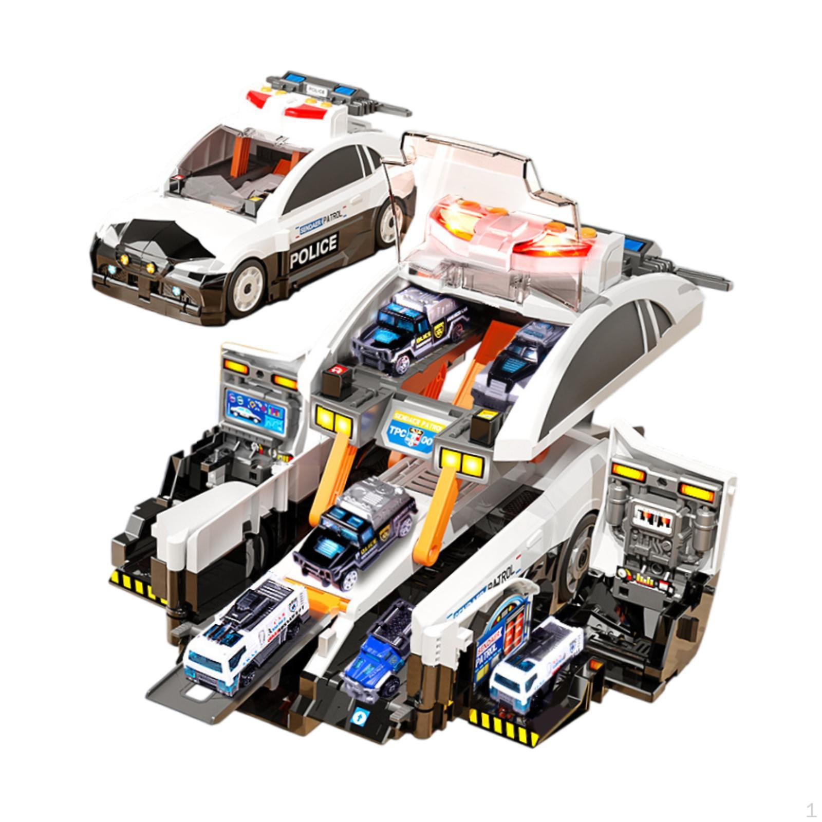 

Набор игрушечных машин для детей, гоночный трек для грузовиков, креативный, деформация с 6 маленькими Police Car