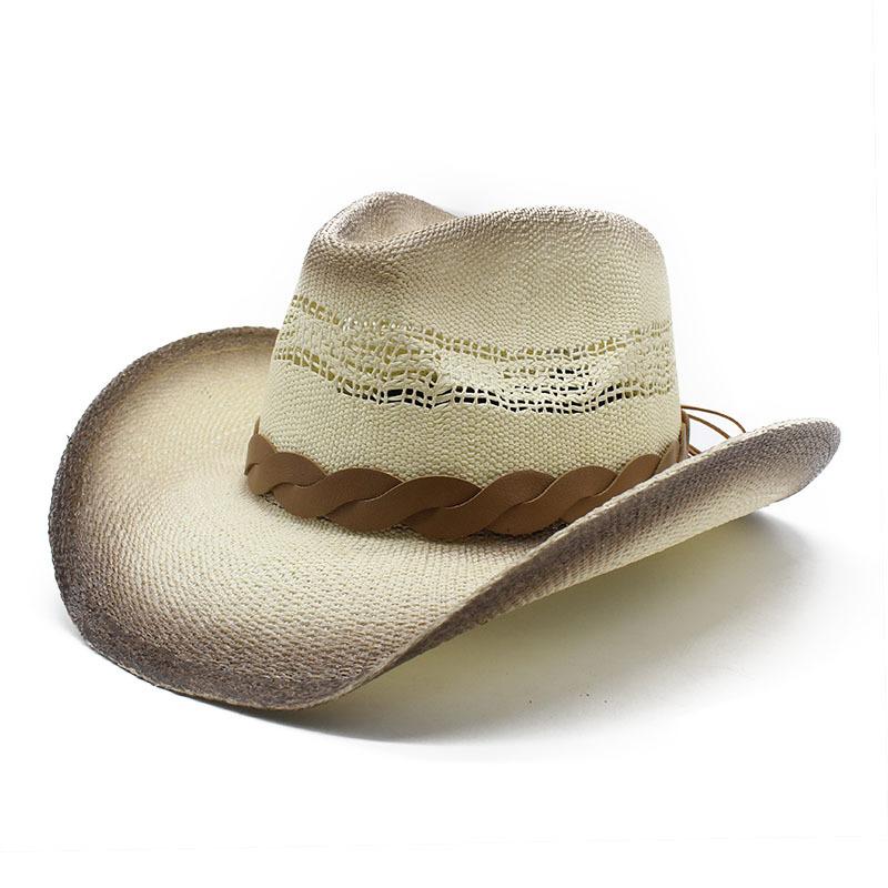 Casual Stiff Version Big Brim Woven Papyrus Knight Cowboy Hat Jazz Hat