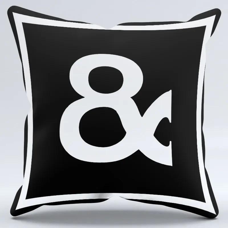 Simple Black And White Letter Printed Pillowcase Decorative Pillow Cushion Cover Suitable For Home Sofa Car Office Cushion