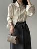 Korean-Style Scarf Collar Women's Long Sleeve Shirt - Spring/Autumn Loose-Fit French Top