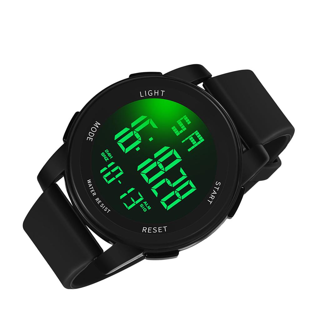 Digital Sports Watch Glass Waterproof Luminous Backlight Digital Watch with Adjustable Strap for Men