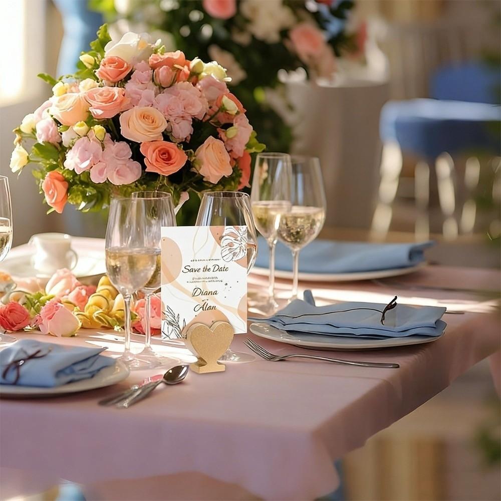12PCS Gold Table Number Cards Stands Star Heart Shaped Name Card Clips Place Card Holders  Reception
