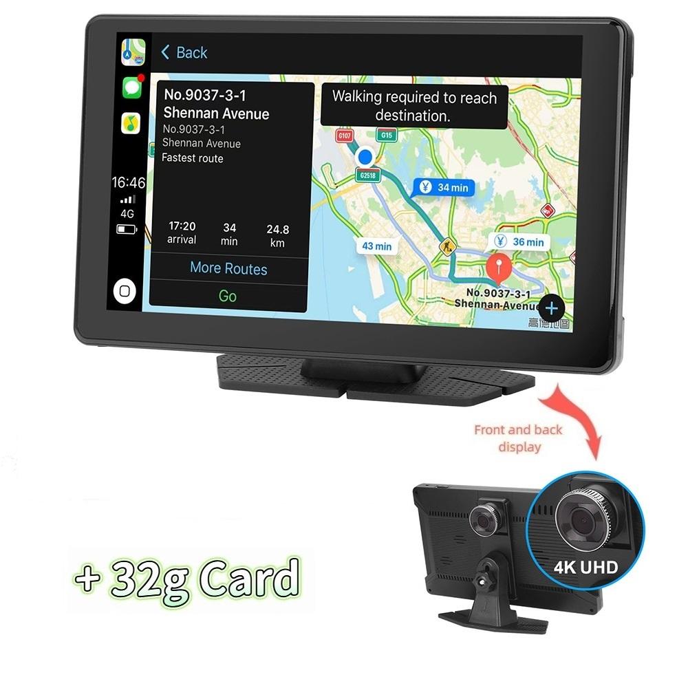 9-inch HD Wireless CarPlay, WiFi Dual-lens Dashcam, Car Navigation System, Equipped with Optical Sensor