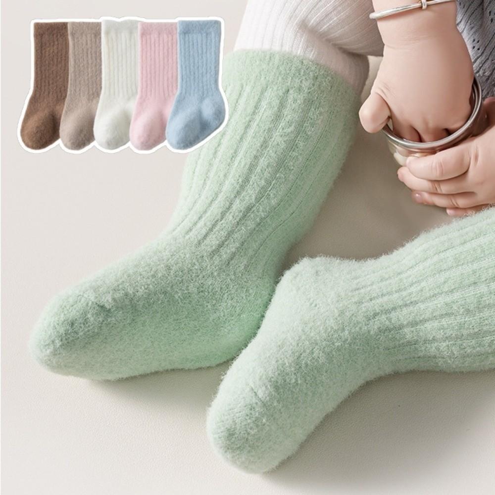 Velvet Terry Infant Floor Socks Solid Color Knitted Socks New Plush Baby Socks  for Newborns