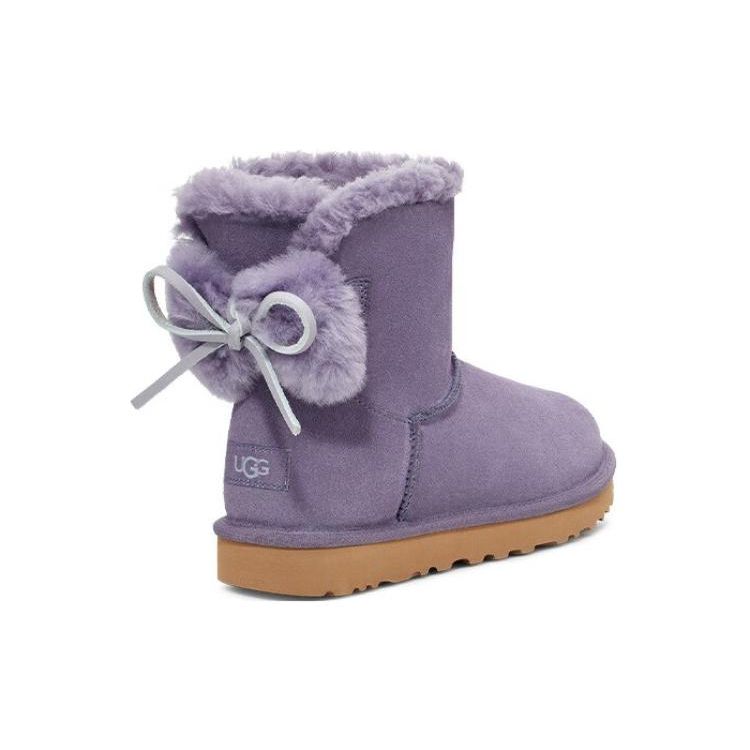 UGG Bailey Double Layer Leather Warm Durable Round Toe Short Snow Boots Women boots Purple 1127130-LMV