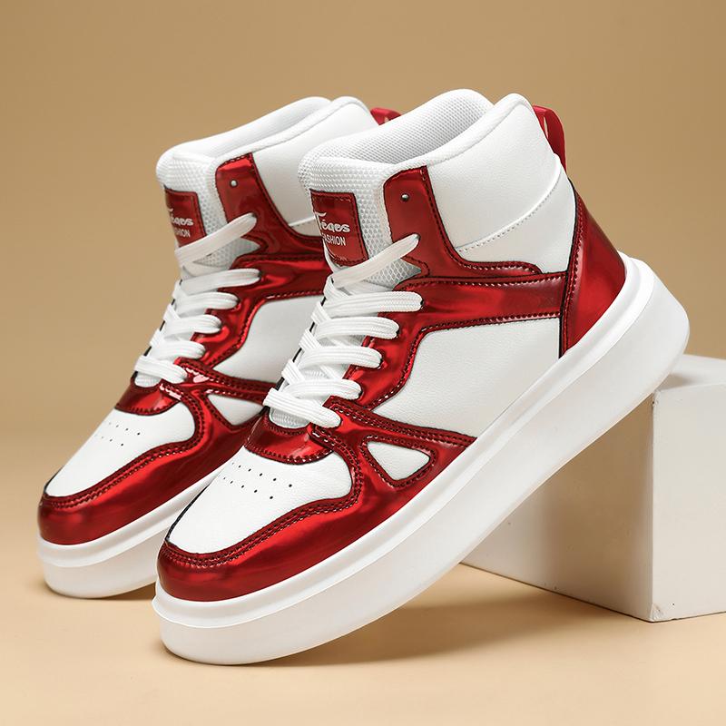 TUINANLE High Top Sneakers Women Lace Up Anti Slip Basketball Shoes Flat Skateboard
