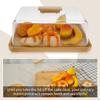 Bamboo Wood Cake Stand Rectangular/Round Snack Display Server Tray with Dust Cover Portable Dessert Plate for Small Party Picnic