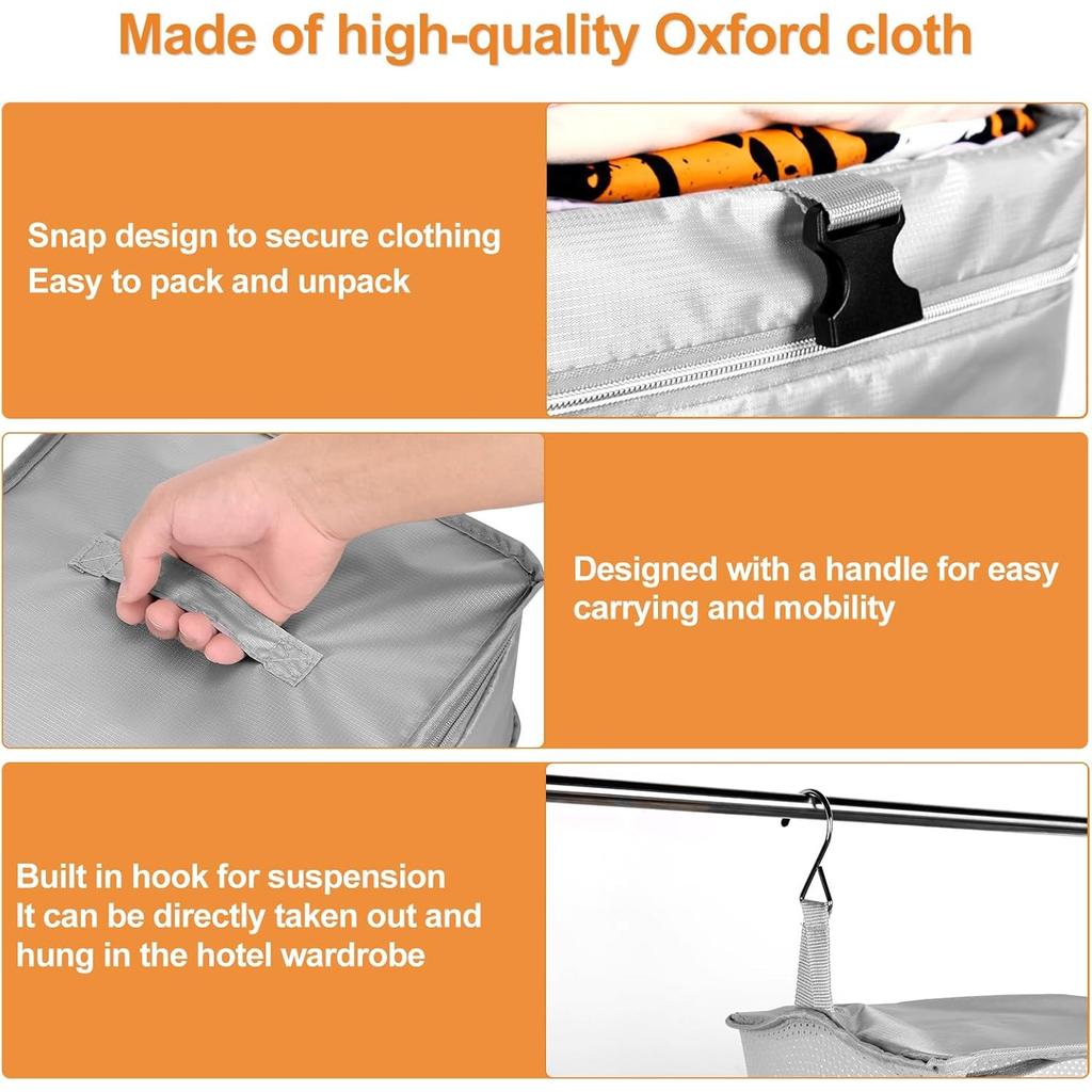 Suitcase Organizer, 3 Tiers Travel Luggage Organizer, Portable Hanging Travel Shelves, Space Saver Collapsible Hanging Packing Cubes