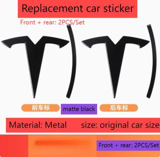 ALL1 metal For Tesla- Car Front Emblem Rear Trunk Emblem Suitable for Model 3 Mode Y logo replacement rear and rear logos blackening