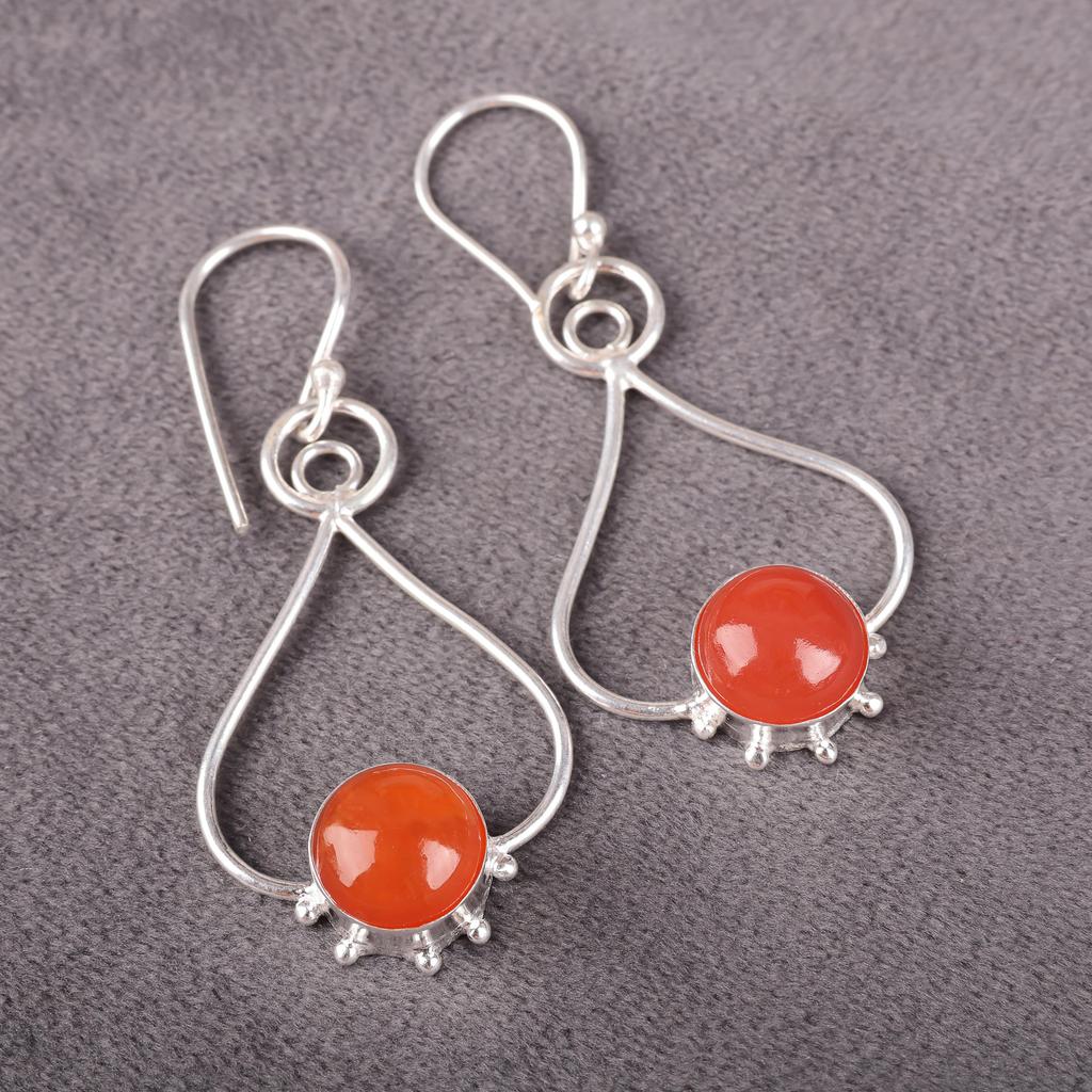 Carnelian 925 Solid Sterling Silver Earrings, Handmade Gemstone Earrings, Gifts For Friend  Bohemian Earrings For Love