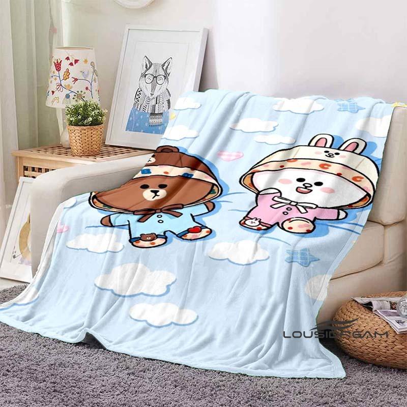 Cute BROWN & FRIENDS Blanket—Perfect for Use On Sofas, Beds, In Cars, Living Rooms, and Bedrooms. A Wonderful Gift for Children.
