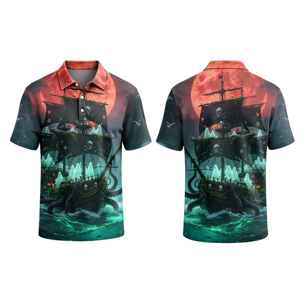 Men's Halloween Printed Short Sleeve Shirt for Party and Daily Wear
