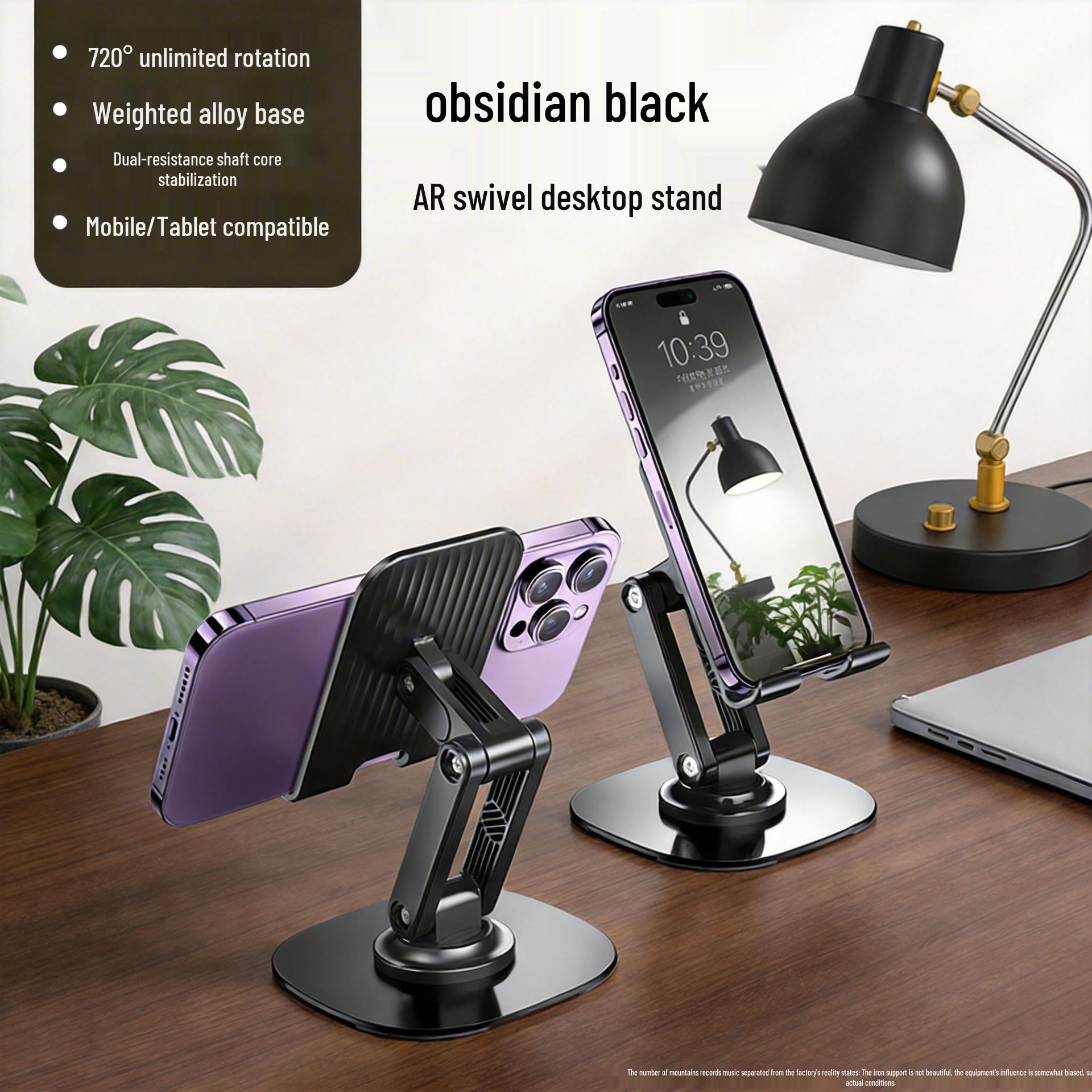 Universal 360° Rotating Phone & Tablet Holder with Foldable Carbon Steel Base for Desktop