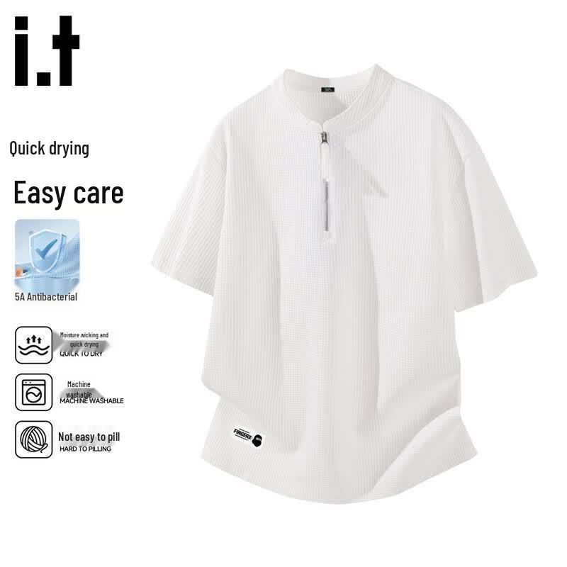 fingercroxx Men s Half-Zip Short Sleeve T-Shirt 3XL