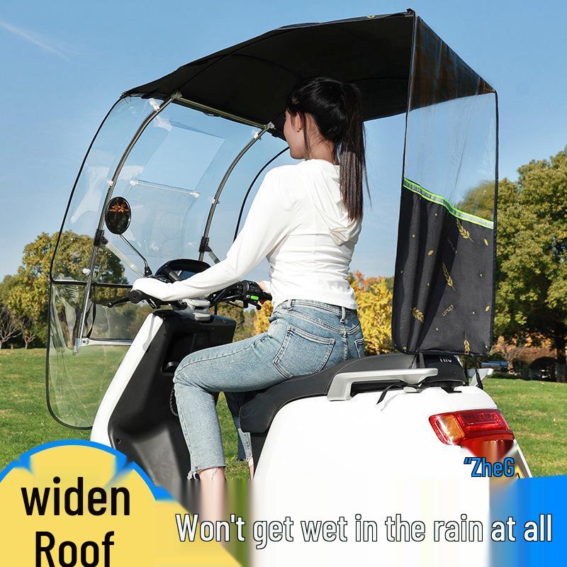 Enhanced Electric Motorcycle Canopy: Rainproof, Removable, and Windproof Umbrella