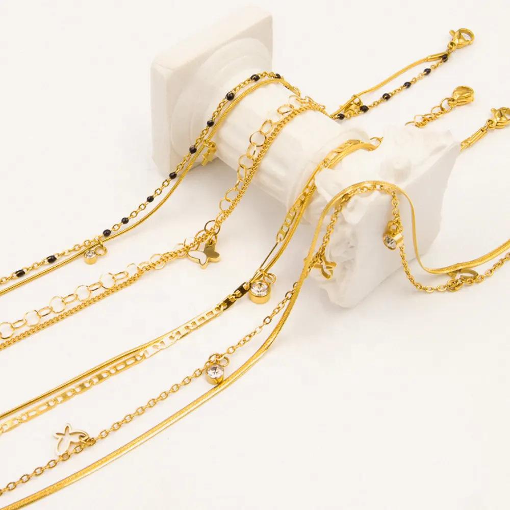 Double Layer Gold Ankle Bracelet Fashionable And Versatile Women's Foot Jewelry Unique Design Delicate Ankle Chain