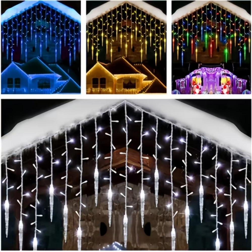 LED Curtain Icicle String Lights Christmas Garland Faiy Light Droop 0.4-0.6m Xmas Garden Street Outdoor Decorative Lighting