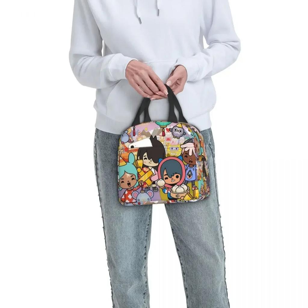 Toca Boca Spiel Isoliert Lunchtasche für Damen Büro Kühlbox Thermisch Essensbox Tragetasche Tragbare Lunchboxen Behälter
