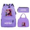 Demon Hunters Printed Children's Backpack Three-piece Campus Fashion Primary and Secondary School Students Large Capacity School Bag