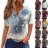 Women's T Shirt Tee Print Button Short Sleeve Daily Weekend Fashion Basic V- Neck Regular Top