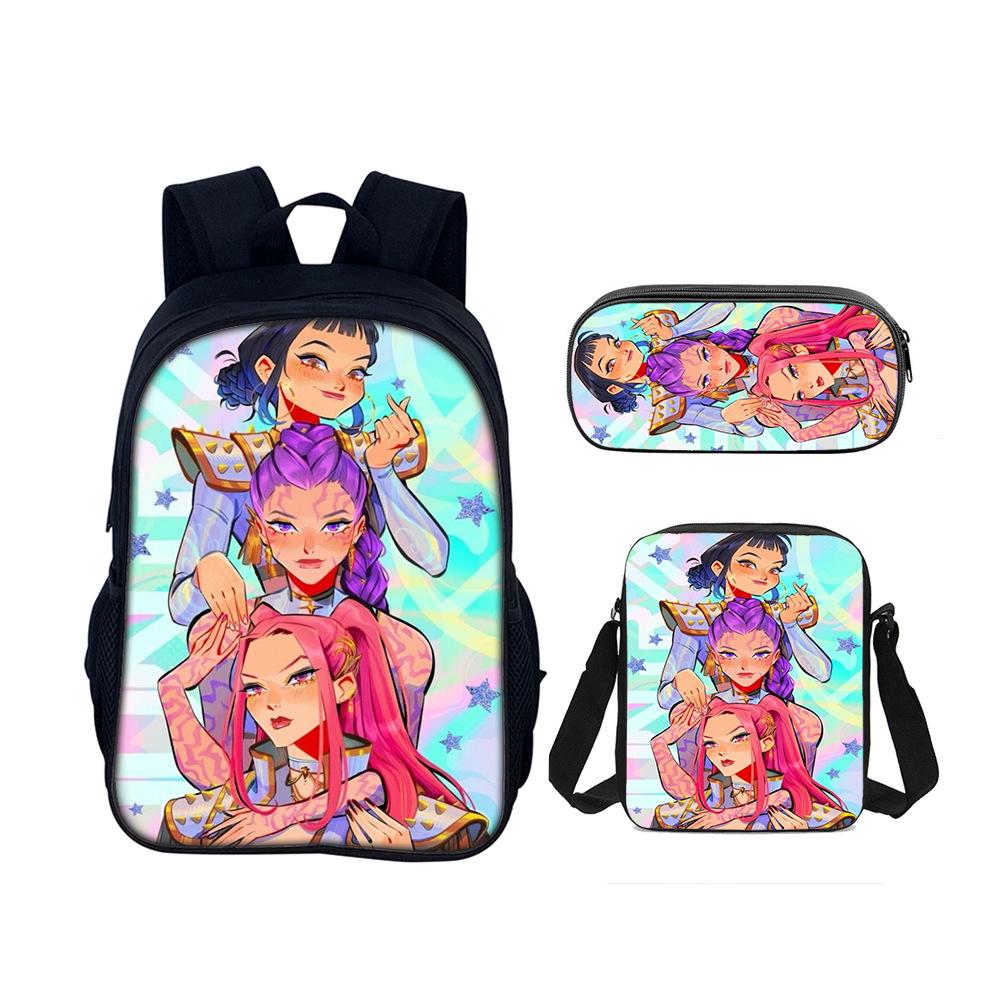 Kpop Demon Hunters Student School Bag Satchel Pencil Case Three-Piece Set Demon Hunters Backpack Set