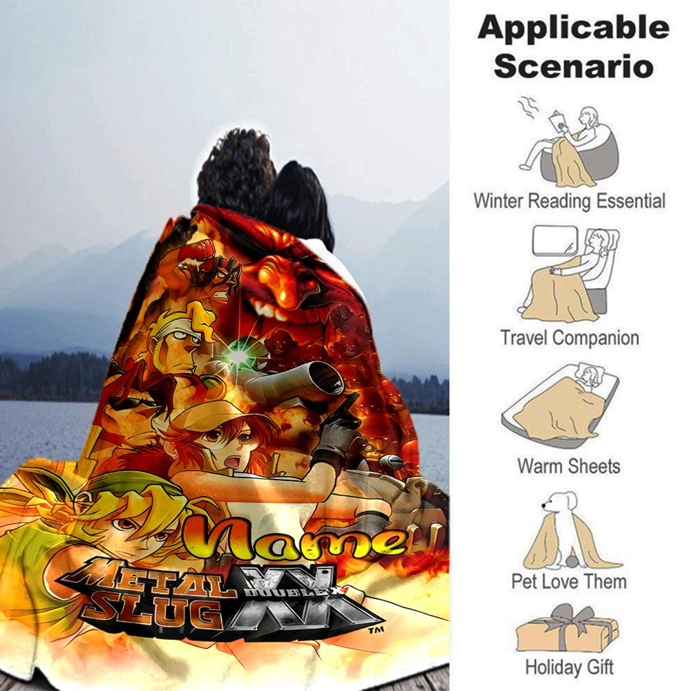 Customiz Name Personality Metal Slug  Blanket Soft &Warm Sofa Office Bed Travel Lunch Break Blanket, Gift Suitable All Seasons