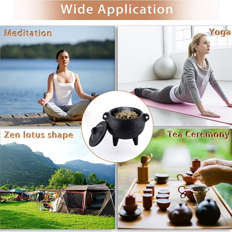 Mini Cast Iron Sandalwood Incense Holder Sage Smudge Pot Burner Home Decor Suitable For Meditation Yoga Halloween