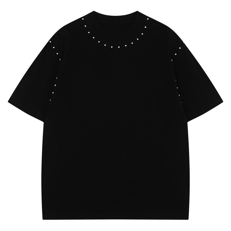 European & American Street Style Rivet Design Unisex Oversized T-Shirt
