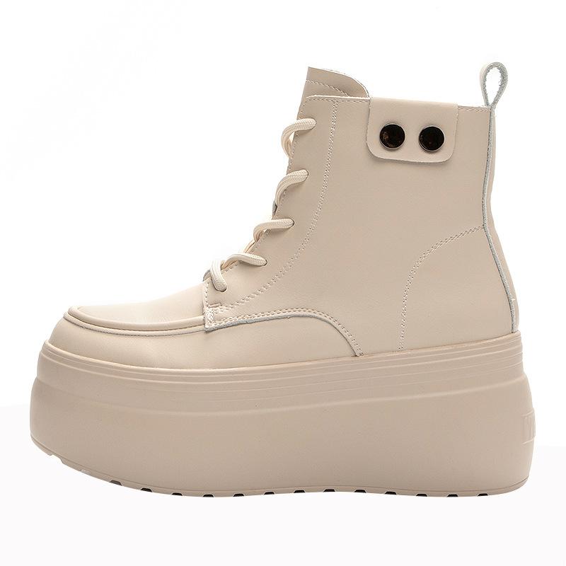 Autumn and Winter New Women's Medium-top Thick-soled Muffin Shoes Women's 2025 New Candy Color Round Head Fashion Simple Pure