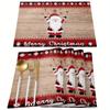 1PC Christmas Themed Linen Meal Pad with Snowflake Dwarf Pattern Insulation Kitchen and Dining Decoration Table Mats Beautiful